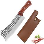 Fubinaty Kitchen Knife 8 Inch Handmade Forged Full Tang Chopping Knife High Carbon Steel Cooking Knife for Chefs Bone Cutting with Leather Sheath for Home and Restaurant