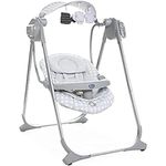 Chicco Swing Relax & Play for 0 months- approx. 1 year (Upto 9 Kgs) baby, Battery Operated, Adjustable Swing Motion, Adjustable Reclining Seat, 5-Point Safety Harness, Toy Bar and Music (12 melodies), Removable and Washable Seat Pad, Compact Folding, (Cool Grey)