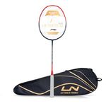 Li-Ning Air Force 77 G2 Carbon Fiber Strung Badminton Racket with Full Cover, NAVY/RED