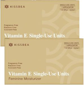 Kissbea Natural Vitamin E Feminine Moisturizer for Women – Daily External Intimate Care with Coconut Oil, Shea Butter & Squalane – Fragrance-Free, Hormone-Free – 2 Pack (14 Count Each)