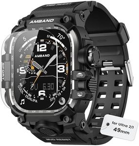 amBand Compatible with Apple Watch Ultra 2/1 Bands Case 49mm for Men, M3 Rugged Cover Military Sport Strap with Glass Screen Protector, Heavy Duty Protective Bumper for iWatch 49 mm - Matte Black