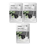 Twasa Black Mud + Aloevera Face Sheet Mask For Glowing Skin | Korean Face Mask for Dry Skin | Face sheet mask for Men & Women (20g) - Pack of 3