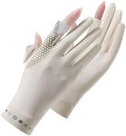 Women's Sun Protective Gloves- UPF 50+ UV Sun Protection Quick Dry Anti Slip Driving Gloves (Beige)