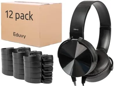 Bulk Headphones for Classroom, 12 Pack Durable Wired School Headphones for Students. Teacher Must Haves Supplies from Elementary to College (Black Color)