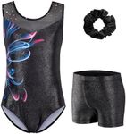 Zaclotre Gymnastics Leotards for Girls Sparkly Ballet Dance Biketards Tumbling Outfit with Matching Shorts Set