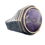 Natural Amethyst Men's Ring, Silver Handmade Ring, Amethyst Men's Ring, Turkish Handmade Silver Men Ring, 925k Sterling Silver Ring