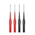 Cleqee 4PCS Automotive Back Probe Pins Multimeter Wire Piercing Test Probes with 4mm Female Socket 0.7mm Puncture Probe Needle 30V/10A for Small IC Pins Electronic Testing Red&Black