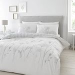 Catherine Lansfield Meadowsweet Floral Reversible Double Duvet Cover Set with Pillowcases White