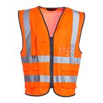 Blackrock Orange Premium Hi Vis Vest With Pockets, ID Pouch & Key Loop, Mens Womens Reflective High Vis Vests with Pockets & Secure Zip, Safety Vest Security Clothing, Fully EN Certified - Size Large