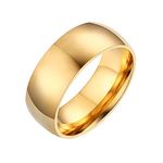 Daesar Couples Promise Ring Gold, Stainless Steel Ring for Women and Men Simple Polished Round 8MM Comfort Fit Custom Engrave Personalized Ring Size L 1/2