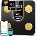 Runstar Smart Body Weight Scale with 8-in-1 VA Display, High Precision, 22 Body Composition Data, Sync APP, FSA HSA Eligible, Black-brown Glass Floor Scale