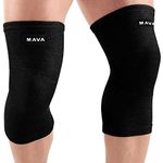 Mava Sports Knee Compression Sleeve Support Pair for Men and Women. Perfect for Joint Pain, Weightlifting, Running, Gym Workout, Squats and Arthritis Relief (All Black, Large)