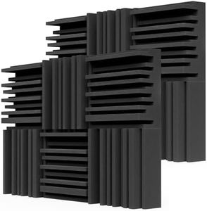 BXI Thick Acoustic Foam Panels, 30 X 30 X 7.8 cm 12 Pcs Broadband Sound Absorbing Foam, Dense Soundproof Padding Tile, Recording Studio Foam Absorber, Groove Decorative 3D Wall Ceiling Panel