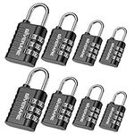 GIVERARE 8 Pack Combination Lock, 3-Digit Padlock Keyless, Resettable Luggage Locks for Backpack, Gym & School & Employee Locker, Weatherproof Travel Lock for Fence, Backyard Gate, Hasp, Case-Black