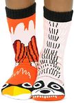 Pals Kids Socks Raccoon & Cardinal Cool Outdoor Animal Designs Socks for Kids - Fun Mismatched Non-slip Crew Socks for Boys and Girls (Ages 1-3)