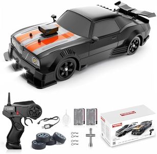 Remote Control Car RC Drift Car 1:16 Scale 4WD 18KM/H High Speed Model Vehicle 2.4GHz with LED Lights Spray Rubber Tire Racing Sport Toy for Adults Boys Girls Kids Gift 2Pcs Rechargeable Batteries