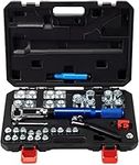 VEVOR Hydraulic Flaring Tool Kit, 45° Double Flaring Tool, Brake Repair Brake Flaring Tools for 3/16"-1/2", Brake Flare Tool with Tube Cutter and Deburrer, 32 PCS Tube Flaring Tools for Copper Lines