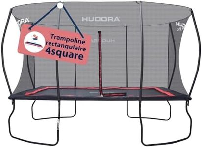 HUDORA Trampoline 4square - Rectangulaire d'extérieur familial - 244x366/215x305cm - 120kg - 76 Ressorts - Cadre Acier Galvanisé - Sécurité Maximale