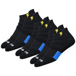 BLITZSOX Men's Ankle Length Cotton Blend Socks (Pack of 3) (BL-ATH-IND-LC-B_Black)