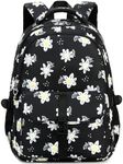 Leaper Women Floral Laptop Backpack Water-resistant College Bags Travel Backpack Flower Daypack Fits 15.6 Inch Laptop Black