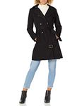 Cole Haan Women's Classic Belted Trench Coat Trenchcoat, Black, XS