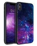 BENTOBEN for iPhone X/XS Phone Case, Glow in the Dark Nebula Galaxy Pattern Soft Silicone Slim Flexible Bumper Shockproof Women Men Protective Case for iPhone X/XS - Purple