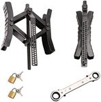 PEAKTOW PTR0015 Heavy Duty Lockable RV Tire Wheel Chock Stabilizer for Camper Motorhome and Travel Trailer with Wrench and Two Locks 2PK