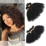 VIYAVIYA Human Hair Bundles for Black Women Afro Kinky Curly 10 12 14Inch Weave Unprocessed Virgin 100% Human Hair Extensions Natural Color