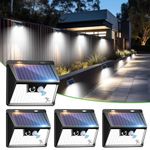 nipify Solar Security Lights Outdoor, 4 Pack Solar Motion Sensor Lights with 140 LED 3 Modes Solar Fence Lights IP65 Waterproof Durable Solar Powered Wall Lights for Garden Driveway Path Steps