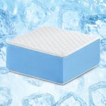 Kehangte 12"x12"x5" Cooling Cube Pillow for Side Sleepers, Square Memory Foam Side Sleeper Pillow Firm Soft Double-Sided Supportive Head Neck Shoulder for Pain Relief Cervical Pillow, White-Blue