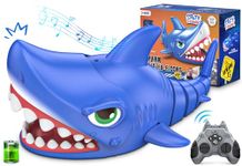 WELIN Remote Control Shark Toys - Rechargeable Ground RC Shark Robot Bite Game, 3 in 1 Electric Toys with 2 Batteries for Shark Lovers, Christmas Birthday Gifts for Kids Boys Ages 3-12 (Blue)