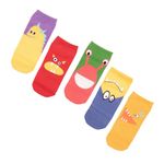 THELA GAADI Cotton Kids Girls and Boys Printed Funky Socks - Unisex Ankle-Length Cute Monster Socks, Odour Free, Breathable, Multicolor (6-8 Years, Pack of 5)