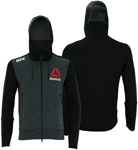 Reebok UFC Mens Full Zip Walkout Hoodie (Grey Front/Black Back, X-Small)