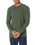 Amazon Essentials Men's Standard Slim-Fit Long-Sleeve Waffle Henley, Olive Heather, Small