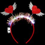 BARTOSI LED Heart Headband Valentine's Day Red Sequin Heart Hair Band Love Heart Headbands Glitter Wedding Love Hair Hoop Party Hair Accessories for Holiday Festival Party Women Girls (Type 2)