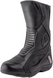 KRONOX Black Motorcycle Boots for Men - Armored PU Leather Touring Ankle Boots, Size 12