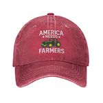 BATHBEE American Farmer Hat America Needs Farmers Cap Men Baseball Hat with Design Hats Red