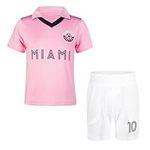 Soccer Jerseys for Kids #10 Miami Youth Soccer Jersey for Boys & Girls Uniform Sport Fans Futbol Gift Set(MWPA,12Y)