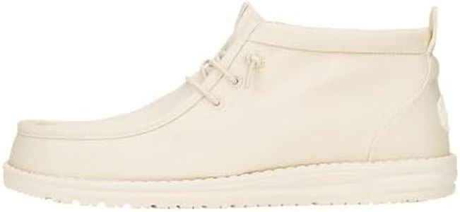 HEYDUDE Wally Mid Stretch Canvas Bone White Size 12, Men's Boots, Pull on Boots, Comfortable & Light-Weight
