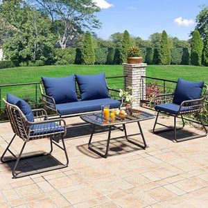 YITAHOME 4-Piece Patio Furniture Wicker Outdoor Bistro Set