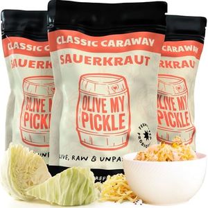 Real Fermented & Probiotic Sauerkraut for Gut Health - CLASSIC CARAWAY KRAUT BUNDLE (3 PACK) by Olive My Pickle
