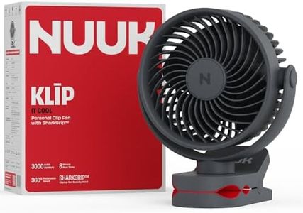 NUUK KLĪP Rechargeable Clip Fan | 3000mAh Battery | Up to 8 hrs Runtime | Super - silent BLDC Motor | 4 Speed Modes | 360° Manual Head Rotation | Strong 0–55mm Clamp | Type-C Charging