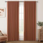 Terracotta Linen Blackout Curtains for Bedroom 84 Inch Length 2 Panels Set Back Tab Pocket Neutral Farmhouse Living Room Darkening Curtains Track System Thermal Insulated Black Out Drapes 52x84