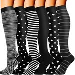 6 Pairs Best Medical Compression Socks Women Men 20-30 mmHg Knee High Stockings