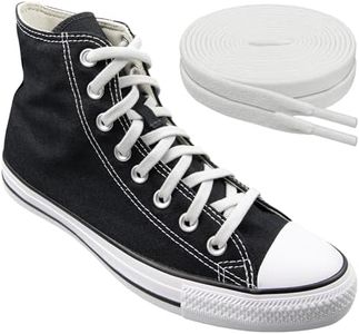 Elastic Shoe Laces for Converse High Top and Low Top Flat Stretchy Bungee Replacement Shoelaces(Color:White,Size:54Inch)