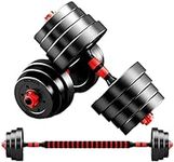 Strongway® Adjustable Dumbbell Set - 20KG 30KG 40KG SETS-2 in 1 Adjustable Dumbbells/Barbell Set - Free Weights Dumbbell Set with Connecting Rod - Weight Lifting Dumbbell/Barbell Set for Home Gym (30)