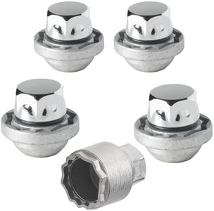 Farad GalaxyLock H1/M Chromed Lug nut Wheel-Locks Kit Suitable for Kia Sportage (M12 X 1.5 Thread Size) - Set of 4 Lug Nuts + 1 Key