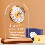 FULLOSUN 60th Anniversary Wedding Gift, Desk Table Clock, Anniversary Quartz Clock, 60 Years of Marriage, Diamond Wedding for Couple, Parents, Grandparents (60th)