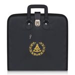 JEVVY CRAFTS Masonic Blue Lodge Past Master Mason Soft Apron Case Handmade Embroidered-Provincial MM/WM With Cotton Gloves 16x18, Black, Gold, Blue, Large