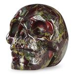 Artistone 2.0" Dragon Blood Stone Halloween Crystal Skull Decor Figurine Crystals and Healing Stones Statue Carved Human Skull Head Sculpture Ornaments for Home Kitchen,Art Room Decoration